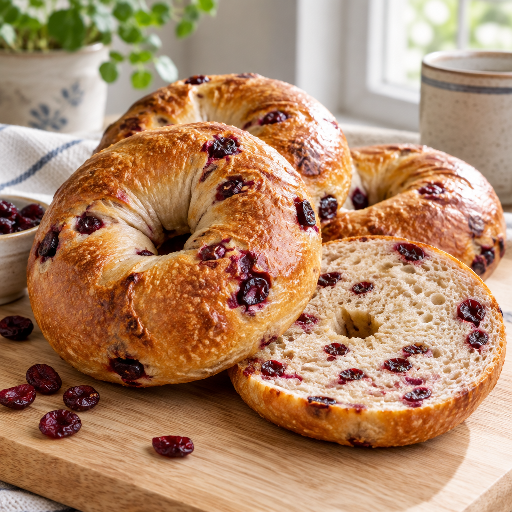 Cranberry sourdough bagels