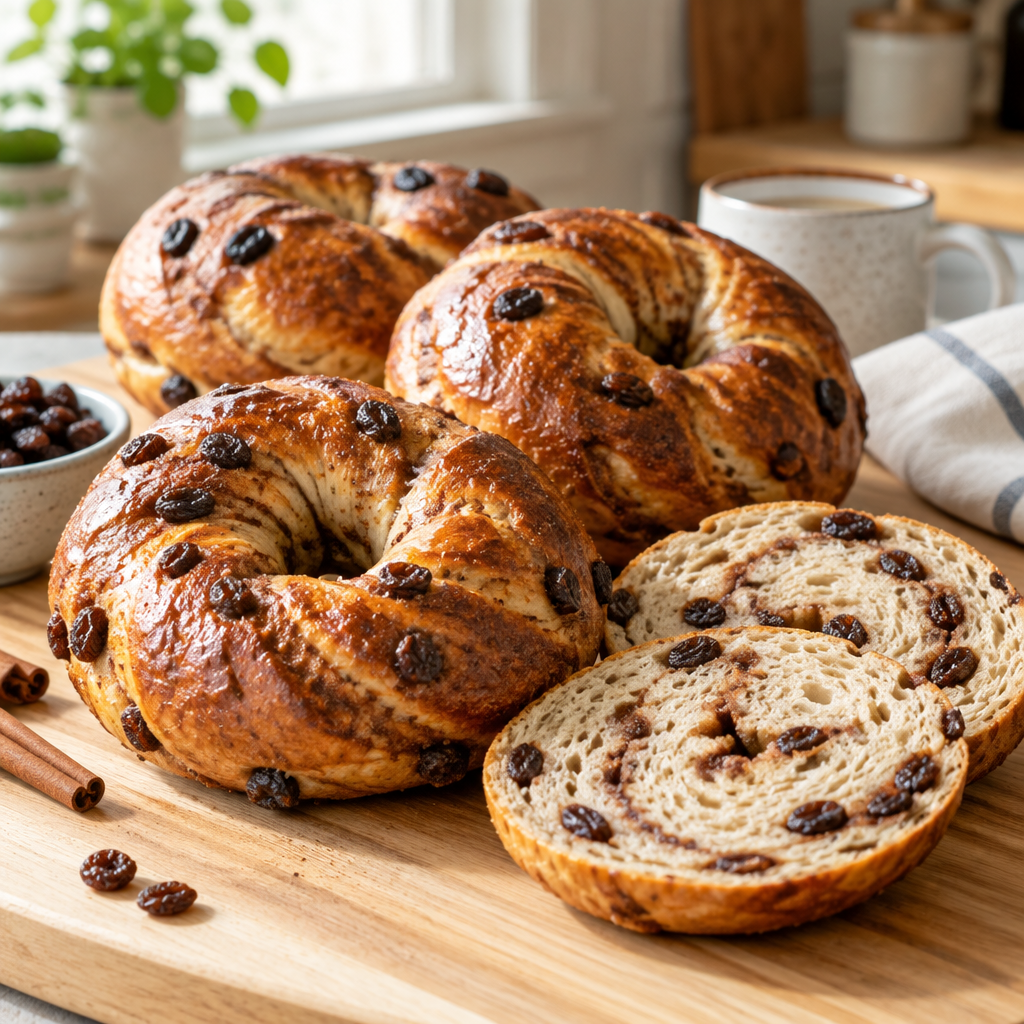 Cinnamon raisin sourdough bagels
