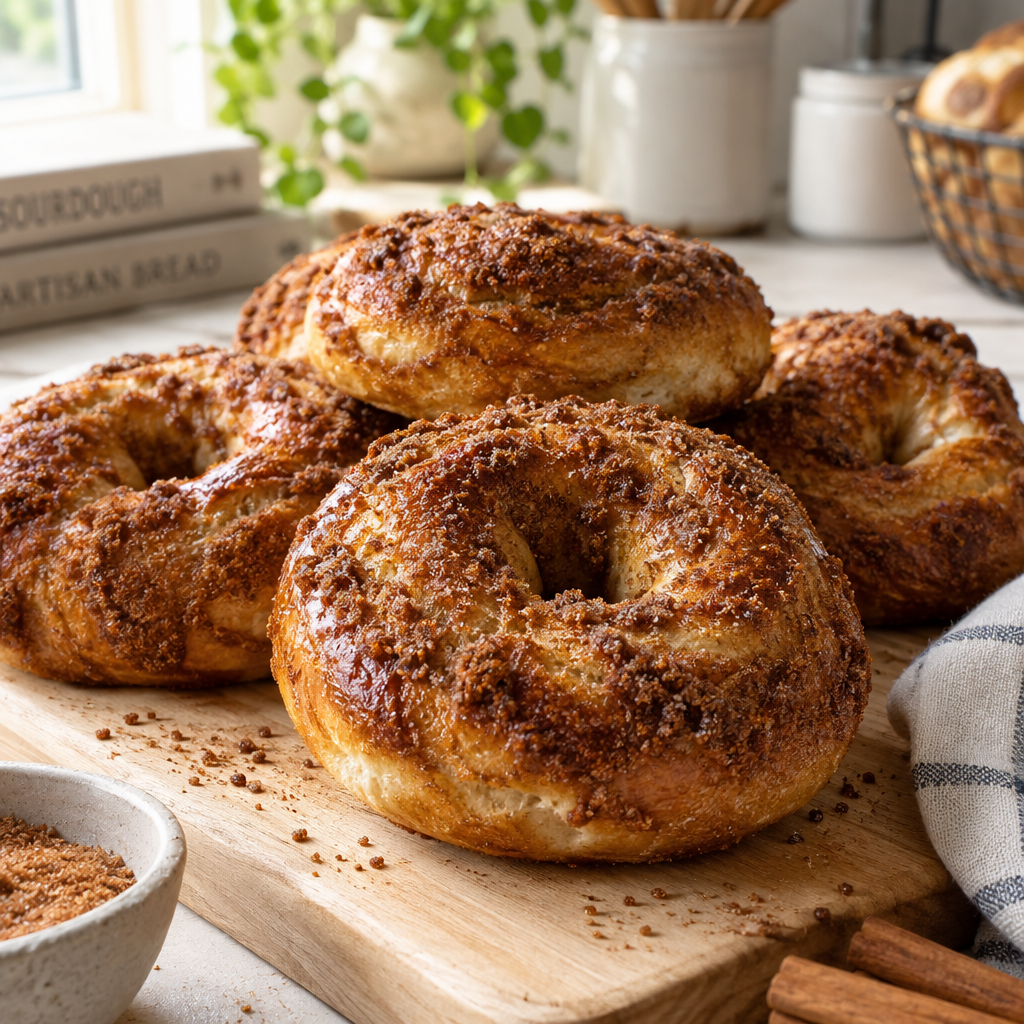 Cinnamon brown sugar crunch sourdough bagels